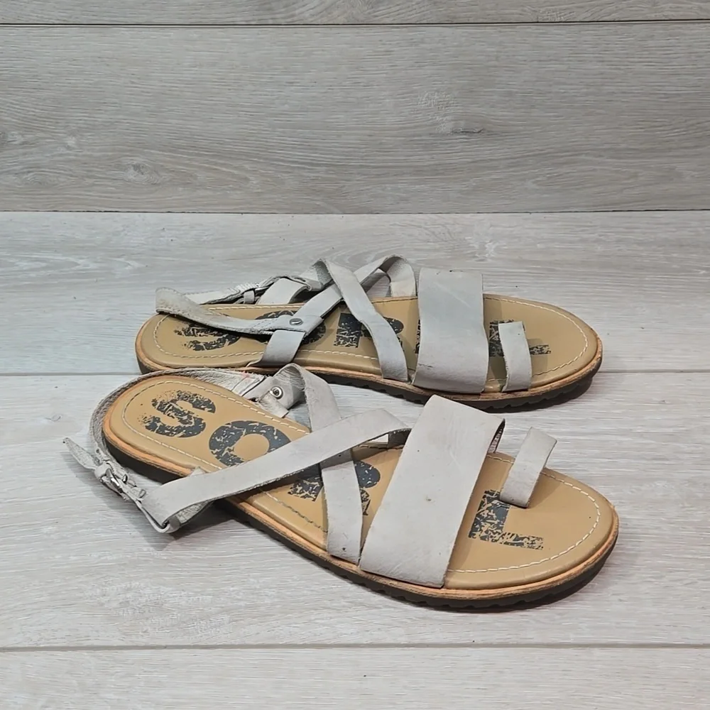 Sorel Women Ankle Leather Sandals Flats flip flop shoes sz 7